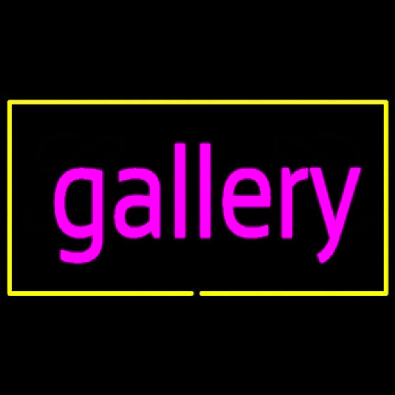 Purple Gallery Yellow Rectangle Neontábla