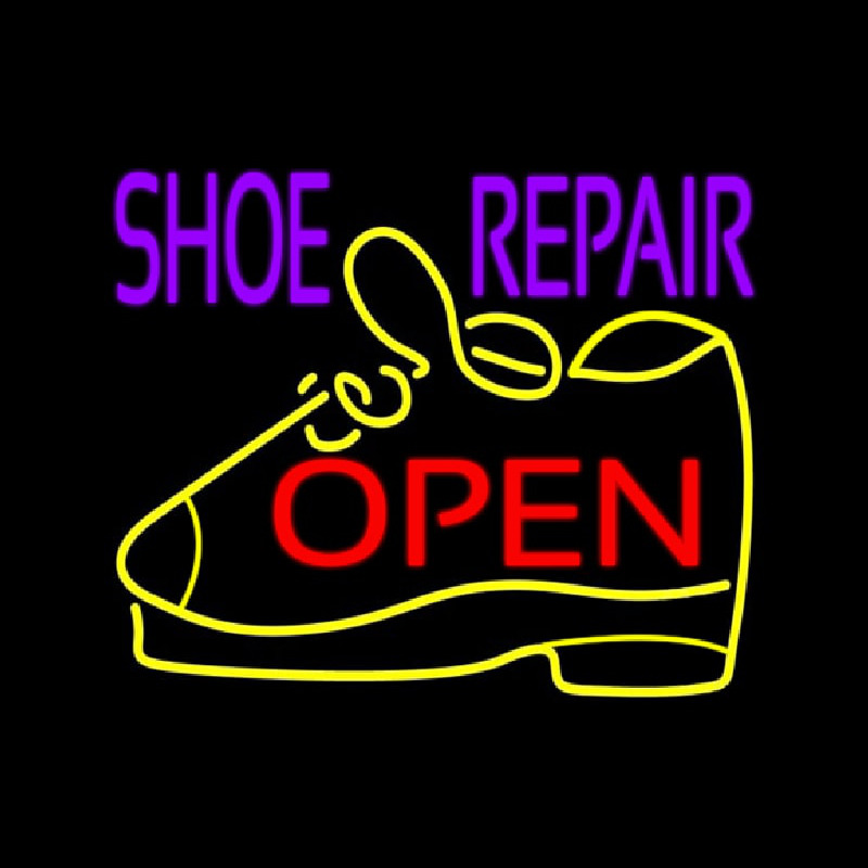 Purple Shoe Repair Open Neontábla