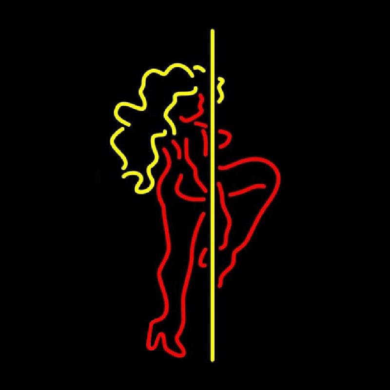 Red And Yellow Pole Dance Girl Neontábla