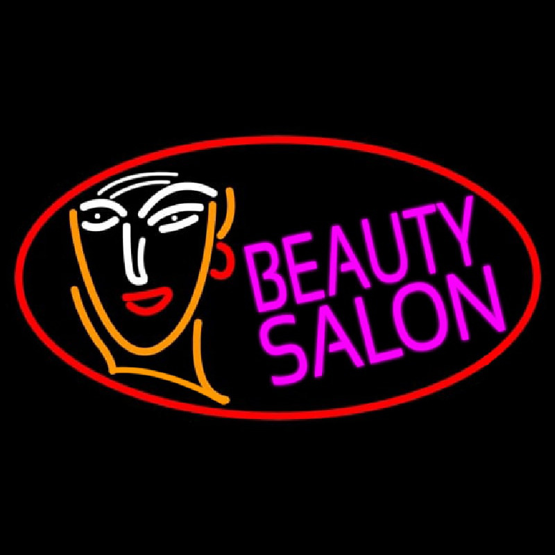 Red Beauty Salon With Girl Neontábla