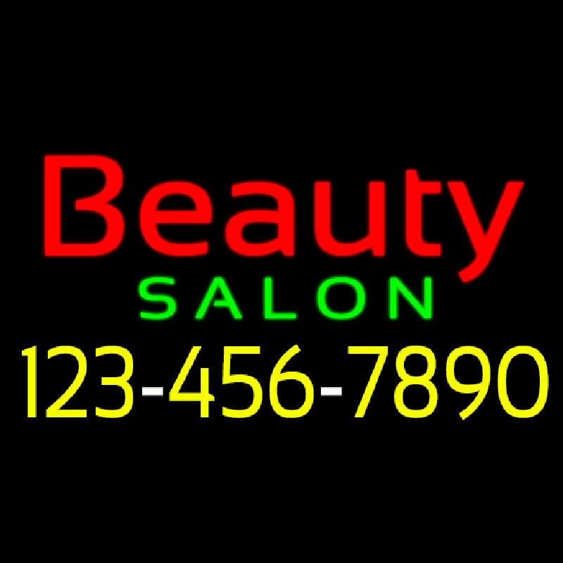 Red Beauty Salon With Phone Number Neontábla