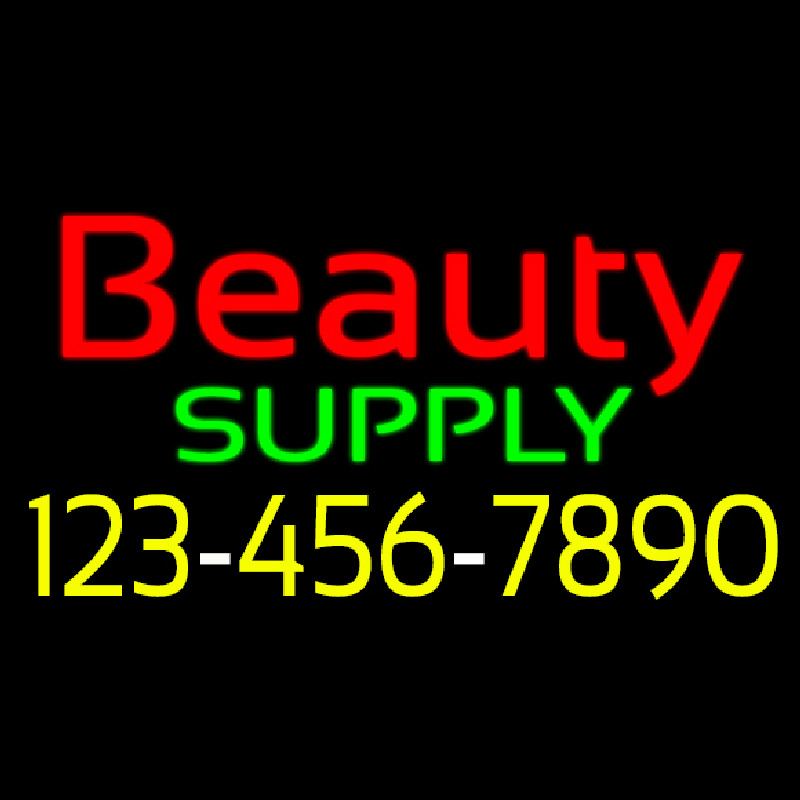 Red Beauty Supply With Phone Number Neontábla