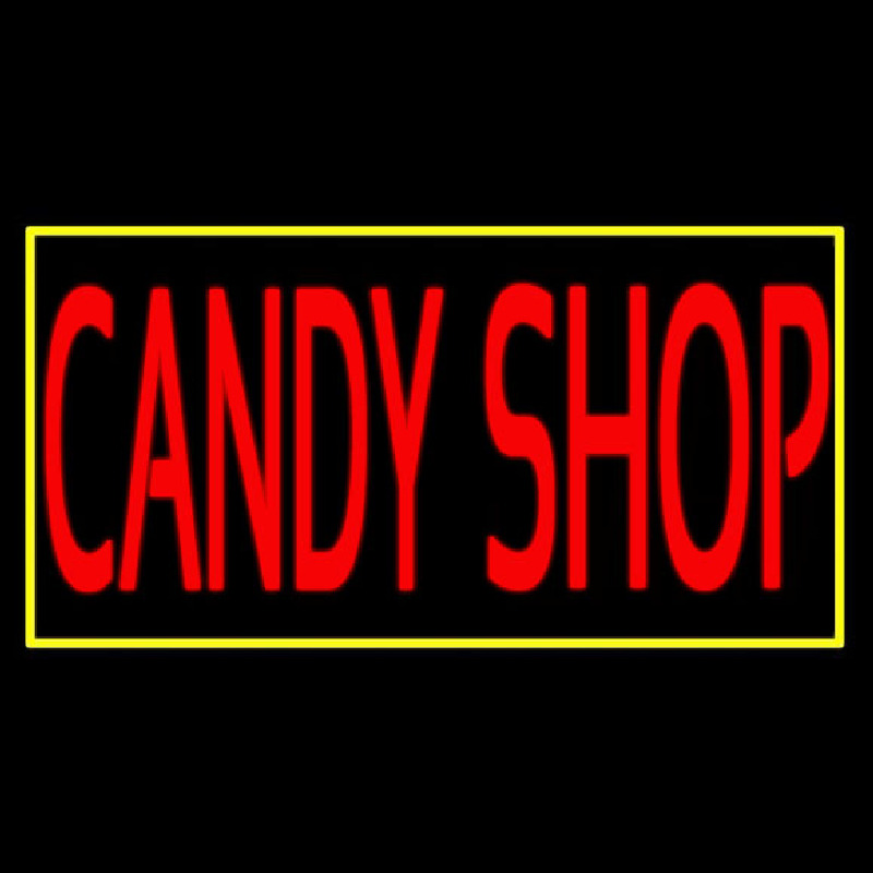 Red Candy Shop With Yellow Border Neontábla