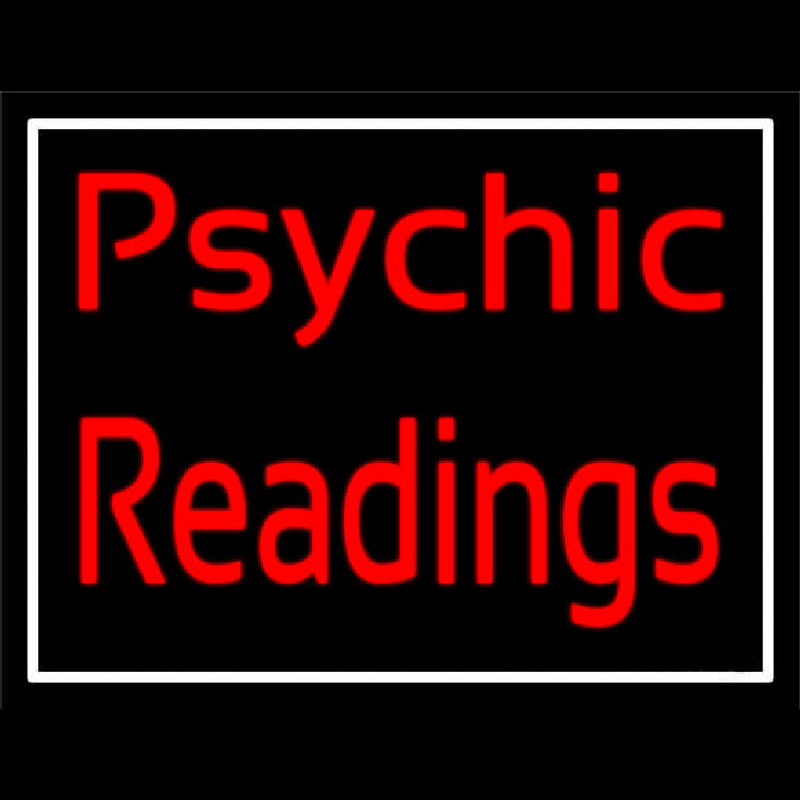 Red Cursive Psychic Readings With White Border Neontábla