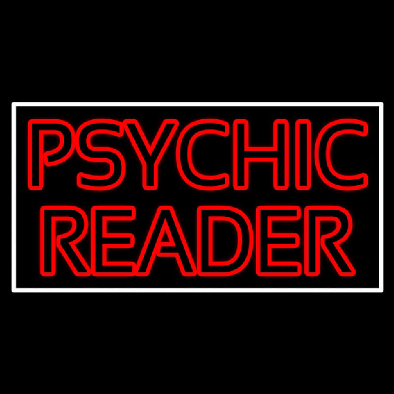 Red Double Stroke Psychic Reader White Border Neontábla