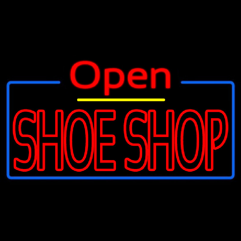 Red Double Stroke Shoe Shop Open Neontábla