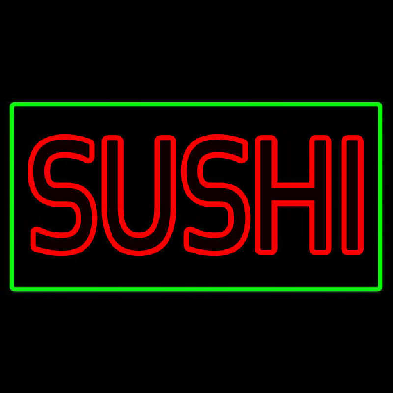 Red Double Stroke Sushi With Green Border Neontábla