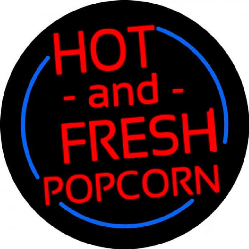 Red Hot And Fresh Popcorn With Border Neontábla