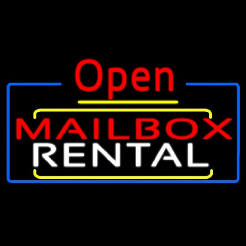 Red Mailbo  Blue Rental Open 4 Neontábla