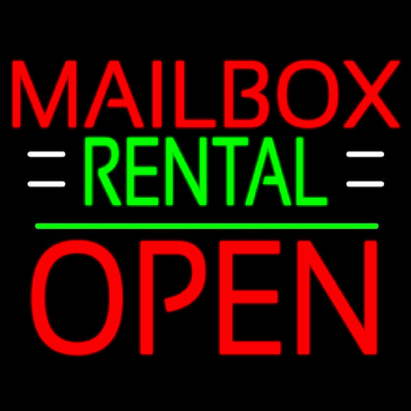 Red Mailbo  Rental With White Line Open 1 Neontábla