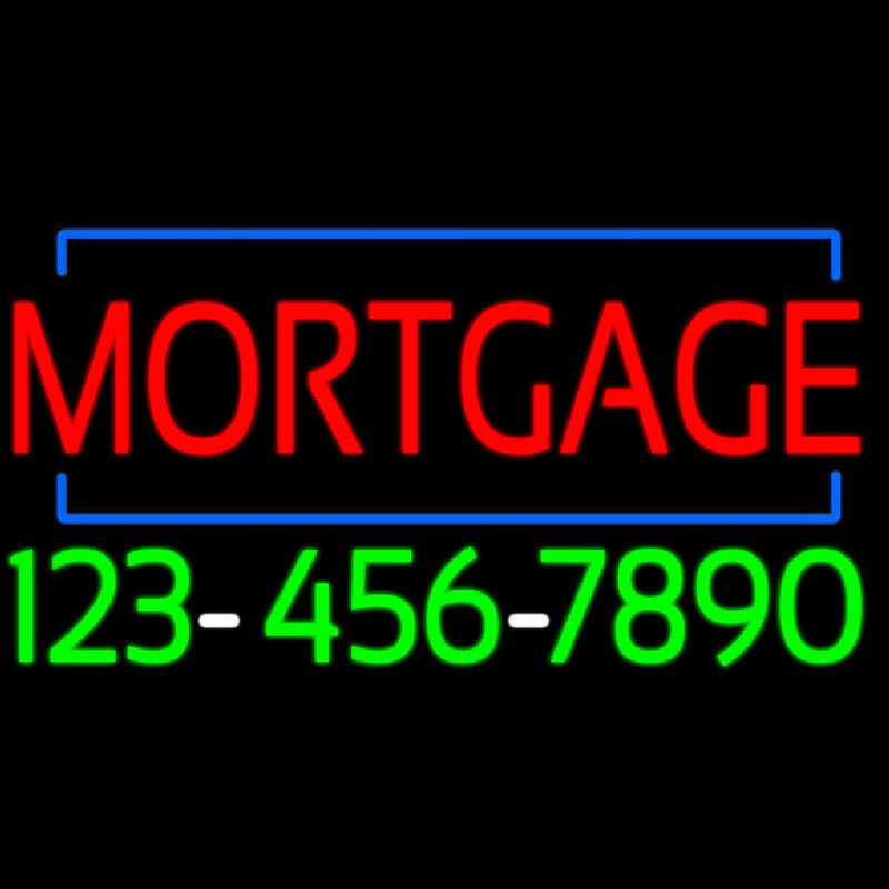 Red Mortgage With Phone Number Neontábla