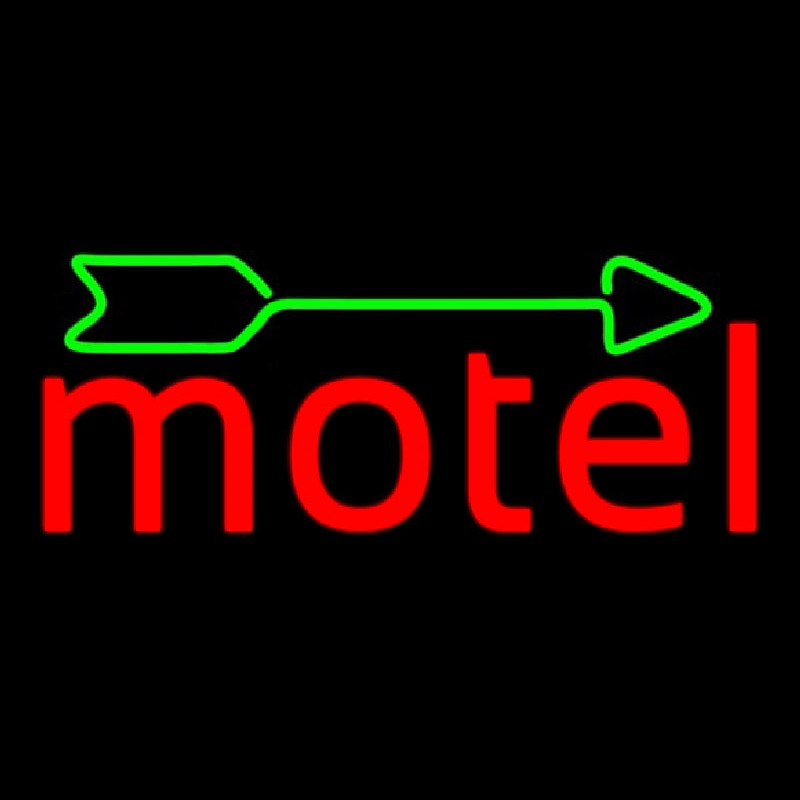 Red Motel With Green Arrow Neontábla