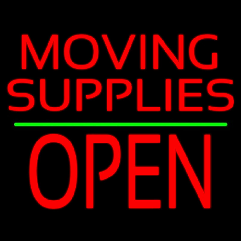 Red Moving Supplies Open Green Line 2 Neontábla