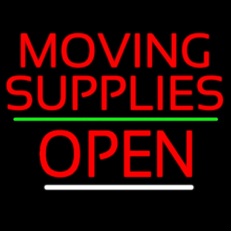 Red Moving Supplies Open Green Line 3 Neontábla