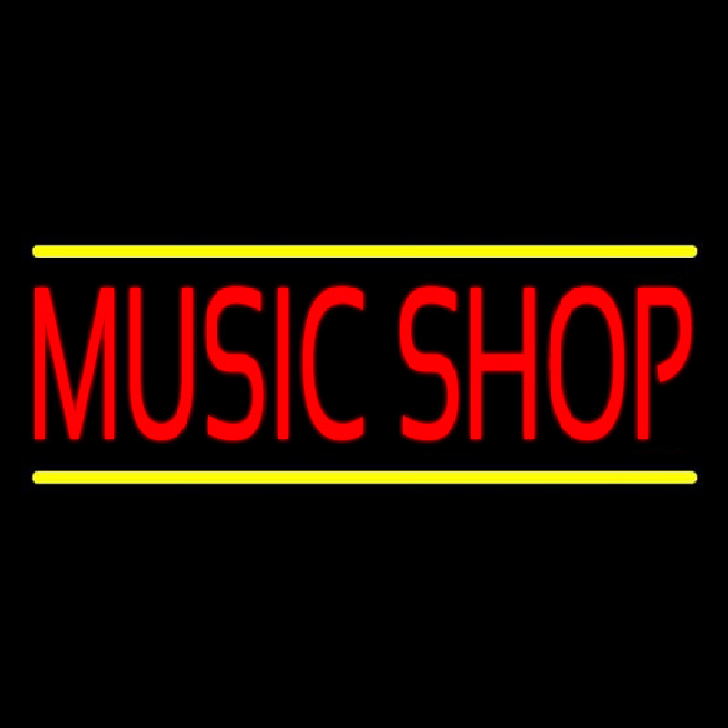 Red Music Shop Yellow Line Neontábla