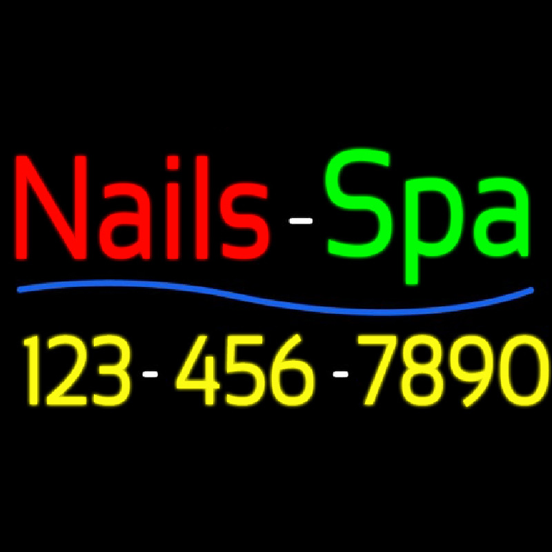 Red Nails Spa With Phone Number Neontábla