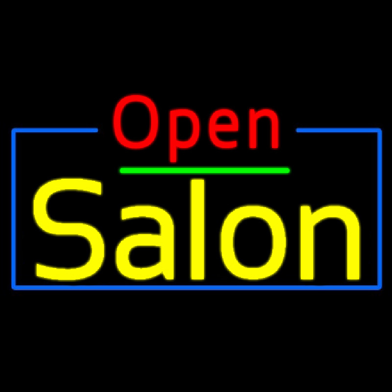 Red Open Salon With Blue Border Neontábla