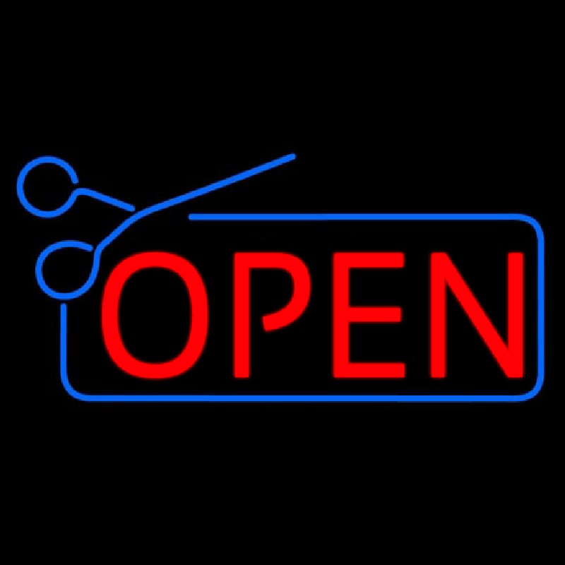 Red Open With Scissor Logo Neontábla