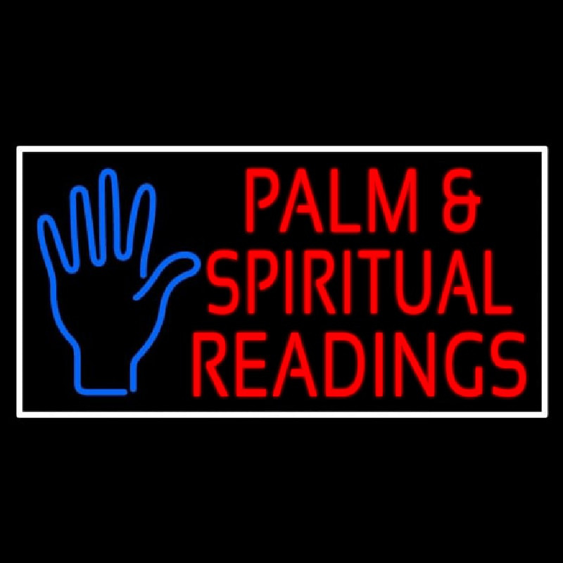 Red Palm And Spiritual Readings White Border Neontábla