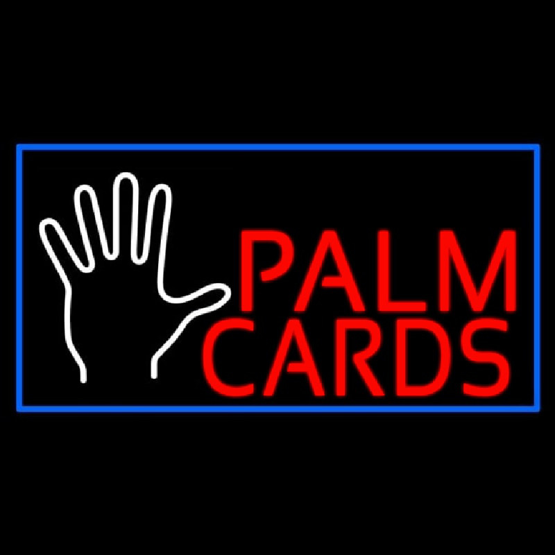 Red Palm Cards Blue Border Neontábla