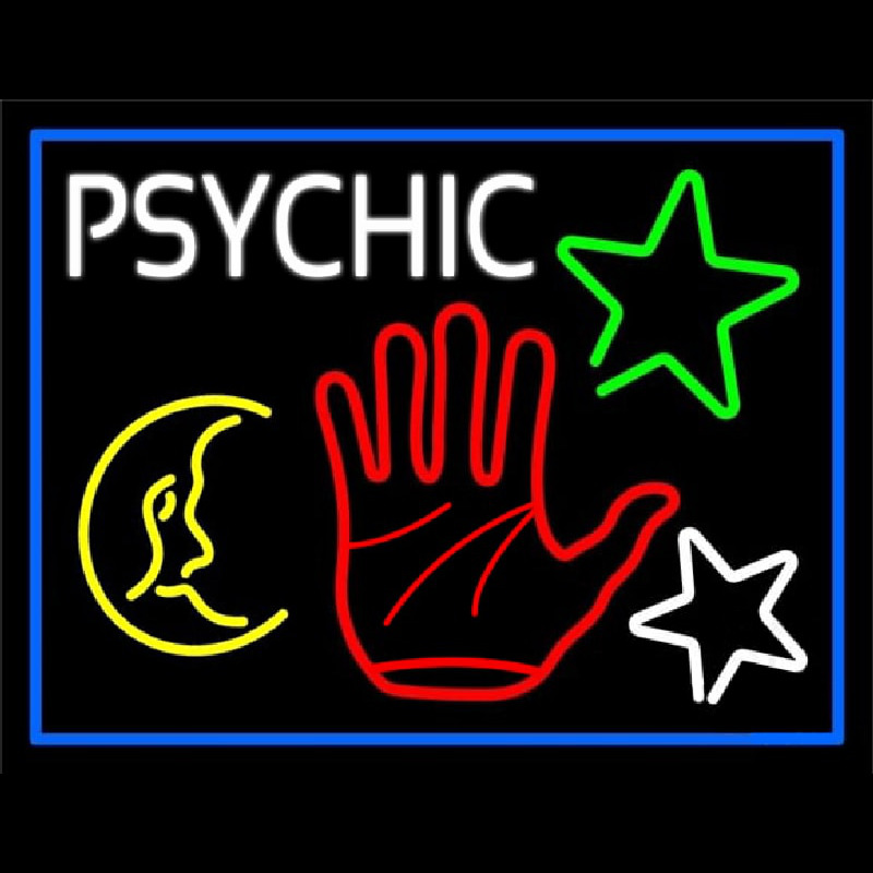 Red Palm Logo Psychic And Blue Border Neontábla