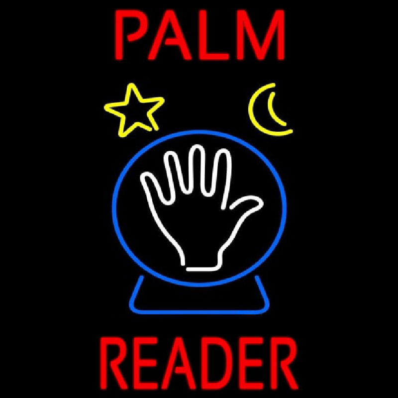 Red Palm Reader With Crystal Neontábla