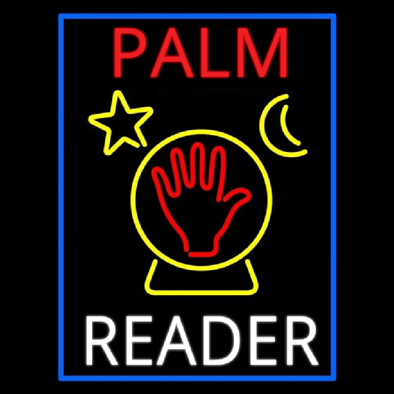 Red Palm White Reader With Crystal Neontábla