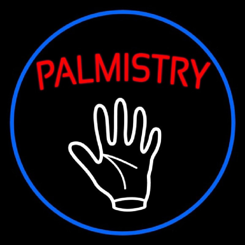 Red Palmistry Blue Border Neontábla