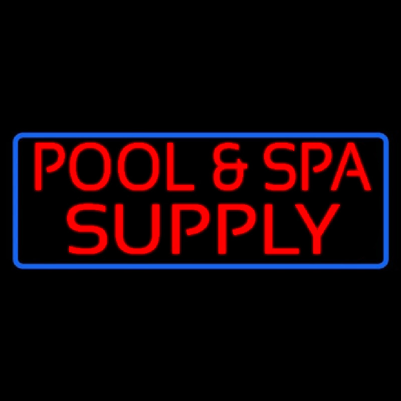 Red Pool And Spa Supply With Blue Border Neontábla