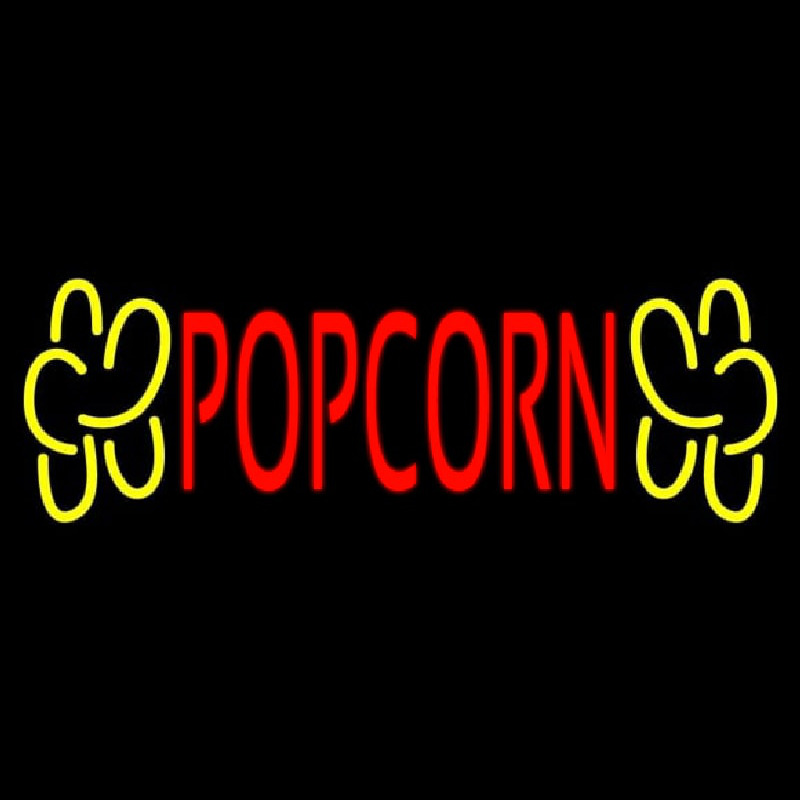 Red Popcorn Yellow Logo Neontábla