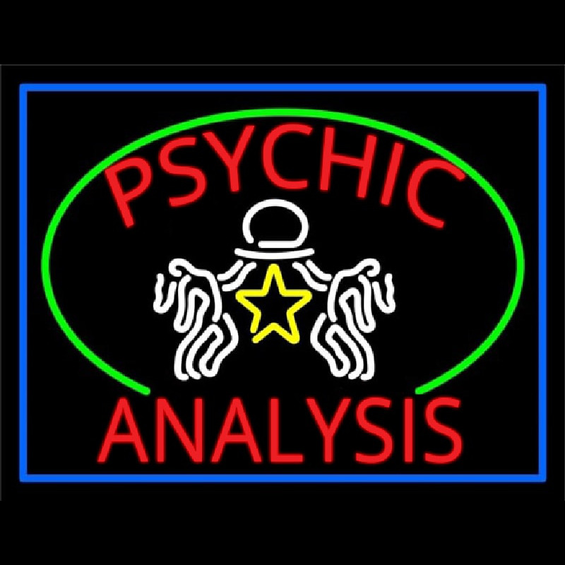 Red Psychic Analysis With Logo Neontábla