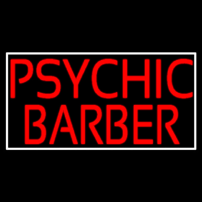 Red Psychic Barber With Border Neontábla