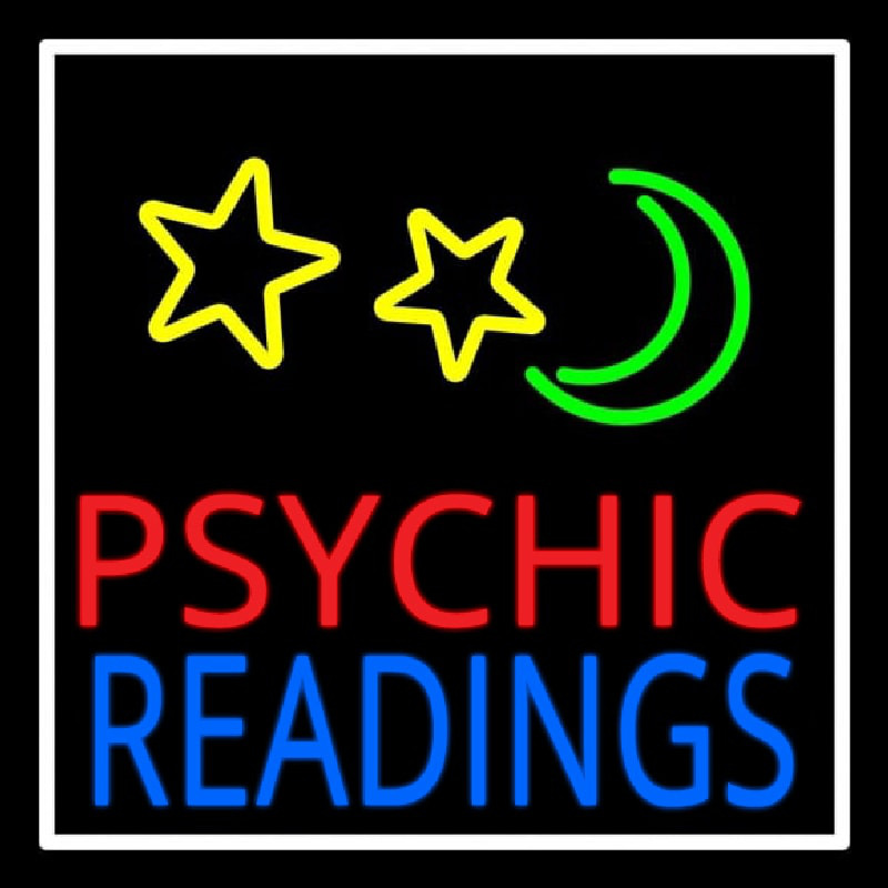 Red Psychic Blue Readings White Border Neontábla