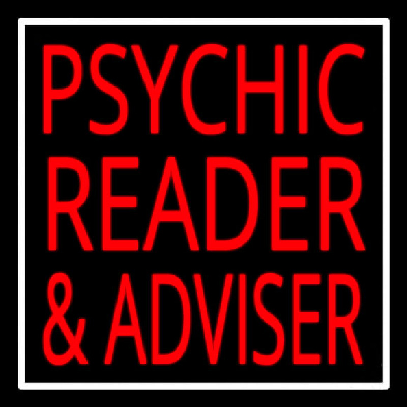 Red Psychic Reader And Advisor With Border Neontábla