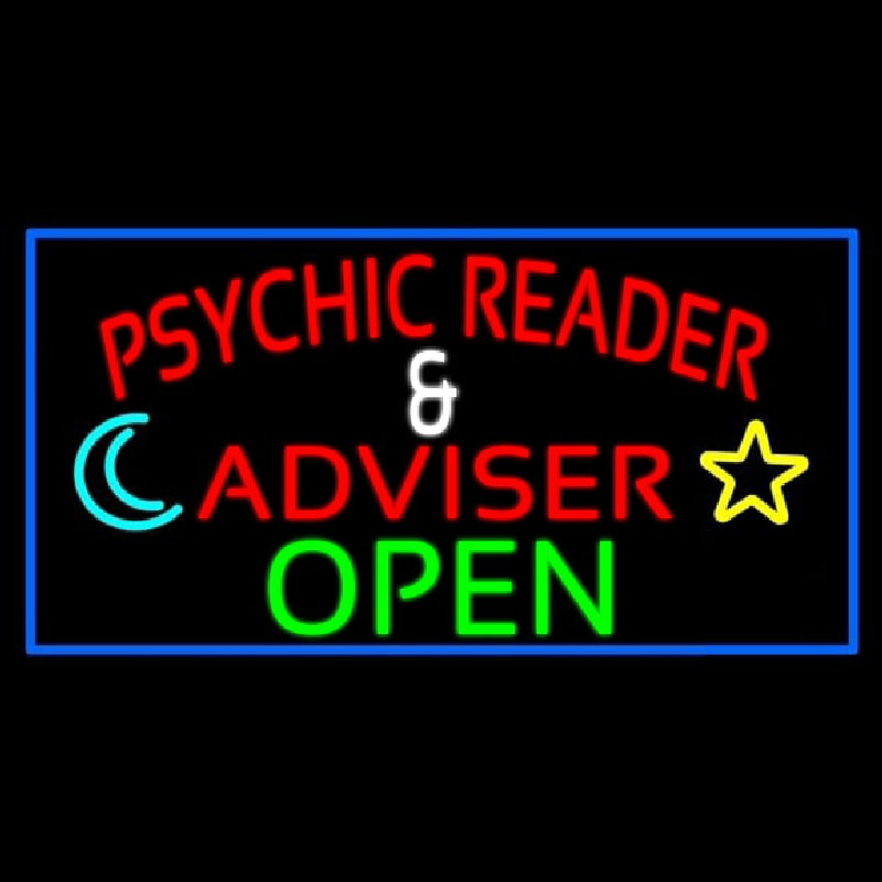 Red Psychic Reader And Advisor With Open Neontábla