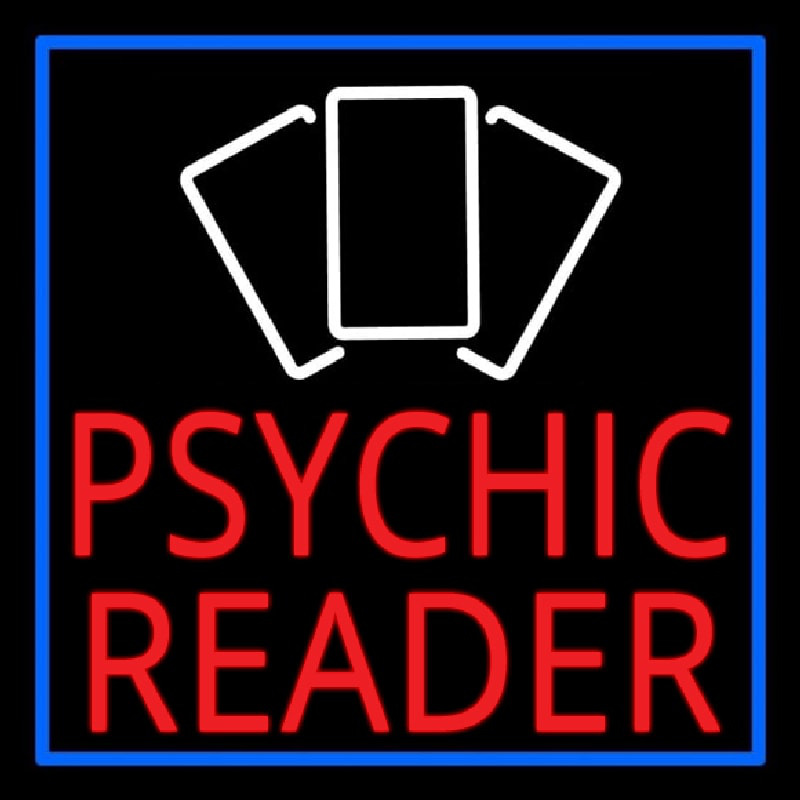 Red Psychic Reader With Cards Neontábla