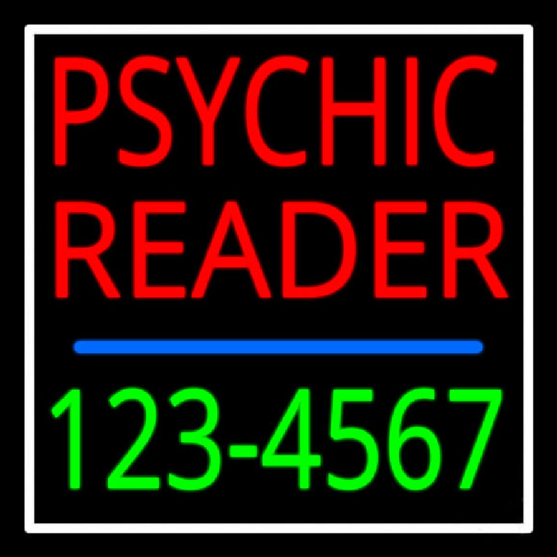 Red Psychic Reader With Green Phone Number Neontábla