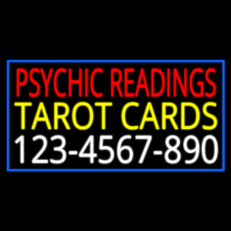 Red Psychic Readings Yellow Tarot Cards And Phone Number Neontábla