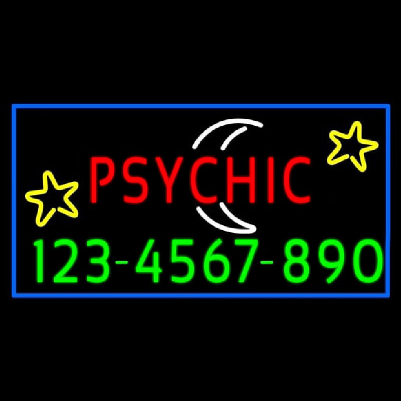 Red Psychic White Logo Phone Number Neontábla