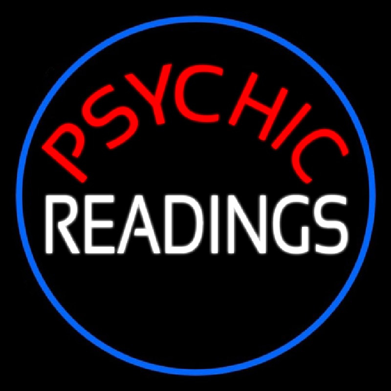 Red Psychic White Readings With Border Neontábla