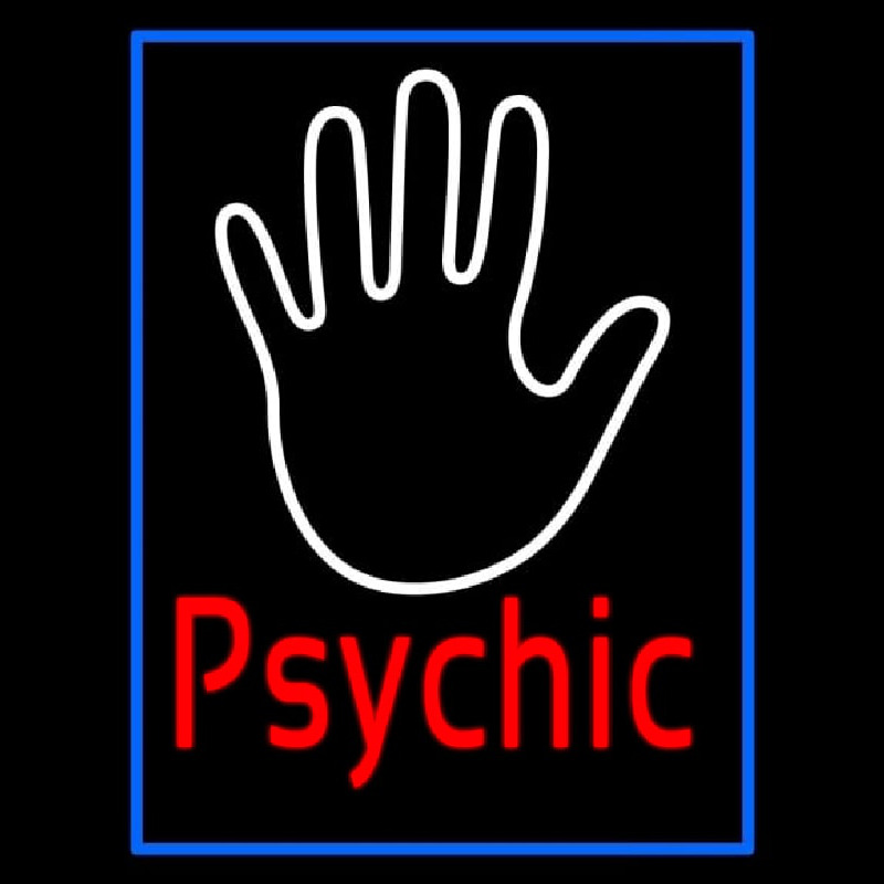 Red Psychic With Blue Border Neontábla