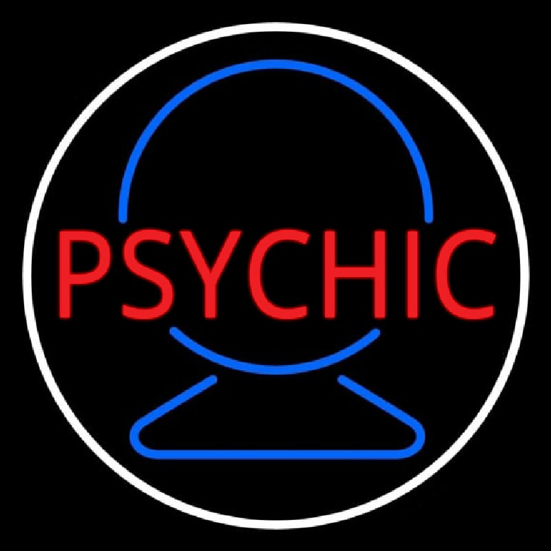 Red Psychic With Crystal White Border Neontábla