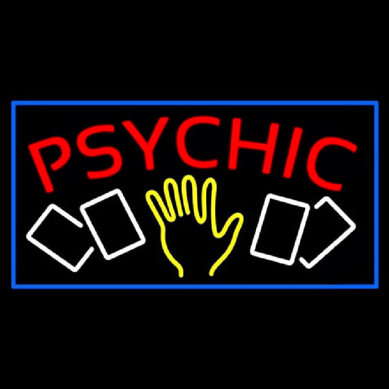 Red Psychic With Logo And Blue Border Neontábla