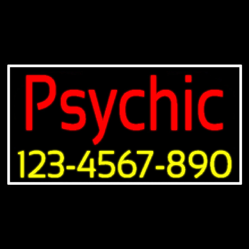 Red Psychic With Yellow Phone Number Neontábla