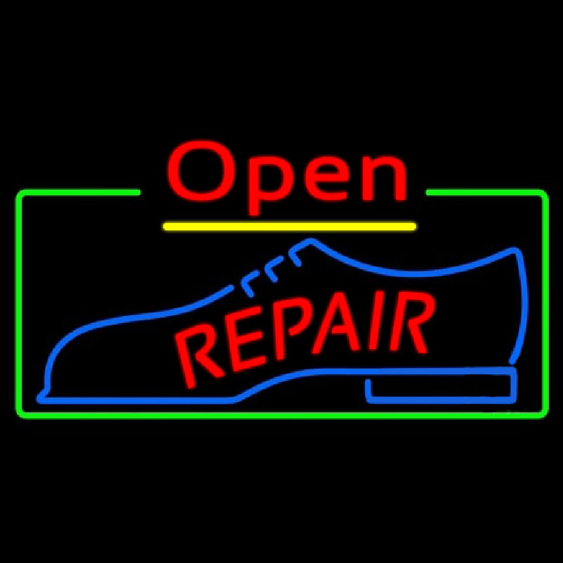 Red Repair Shoe Logo Open Neontábla