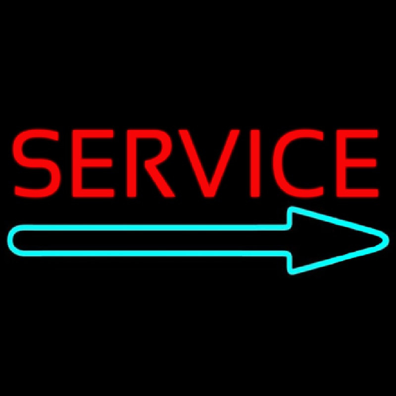 Red Service With Right Arrow 1 Neontábla