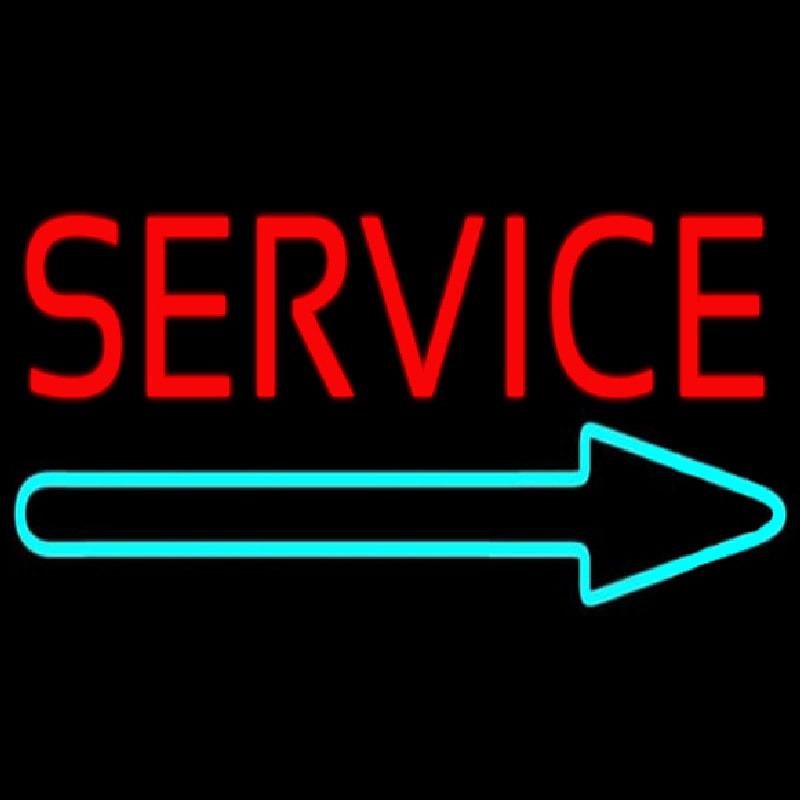 Red Service With Right Arrow Neontábla