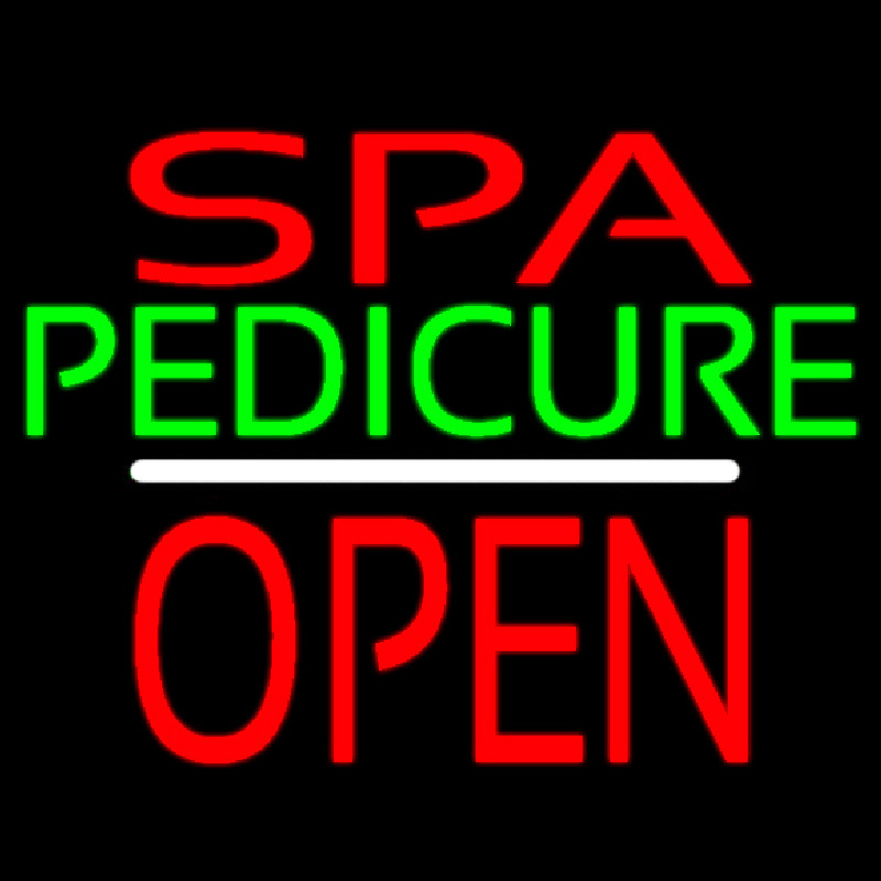 Red Spa Green Pedicure White Line Open Neontábla