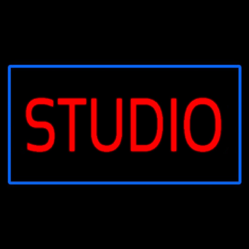 Red Studio Blue Rectangle Neontábla