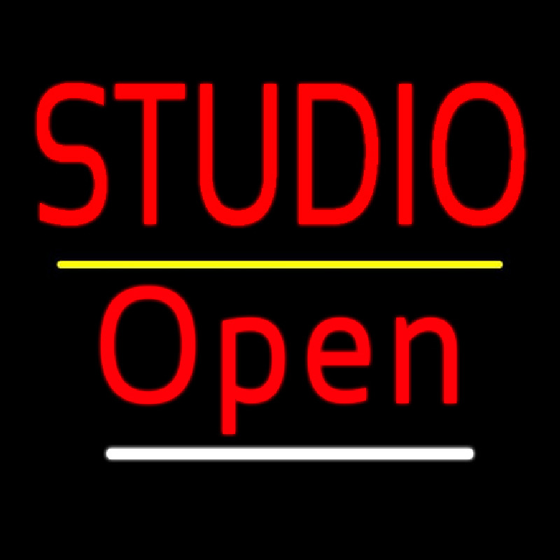 Red Studio Open Yellow Line Neontábla